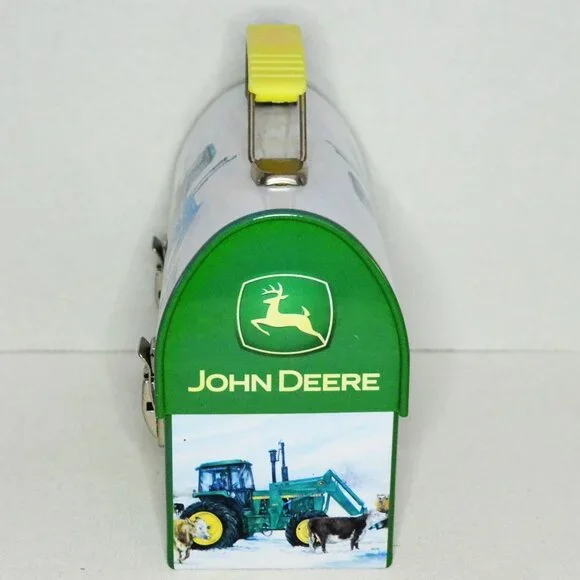 Pair Of John Deere Collector Tins Box Lunch Pail Winter Scenes Farmhouse Decor - Picture 6 of 9